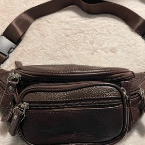 Brown leather fanny pack